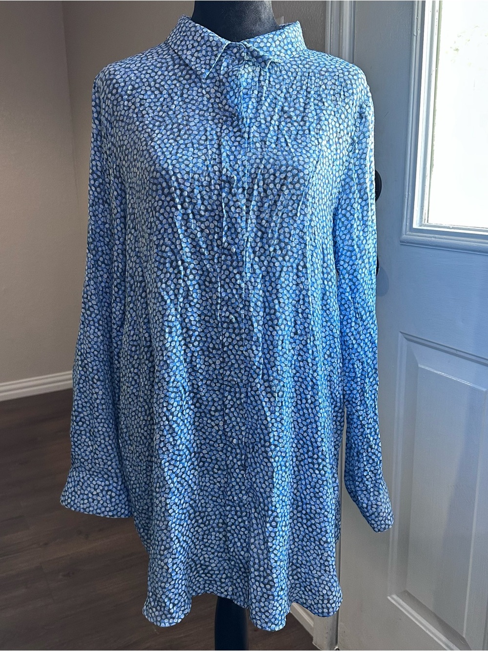 Nanette Lepore Blue Printed Long-Sleeve Blouse